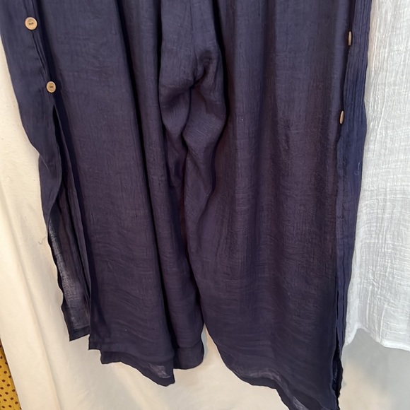 Picadilly Canada Womens Lightweight Summer White Shirt Navy Pant Set Size L - Picture 8 of 12